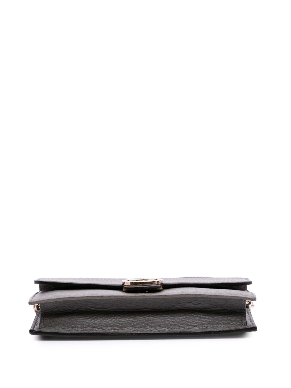 Pre-owned Gucci 2000-2015 Leather Interlocking G Dollar Wallet On Chain Crossbody Bag In Gray