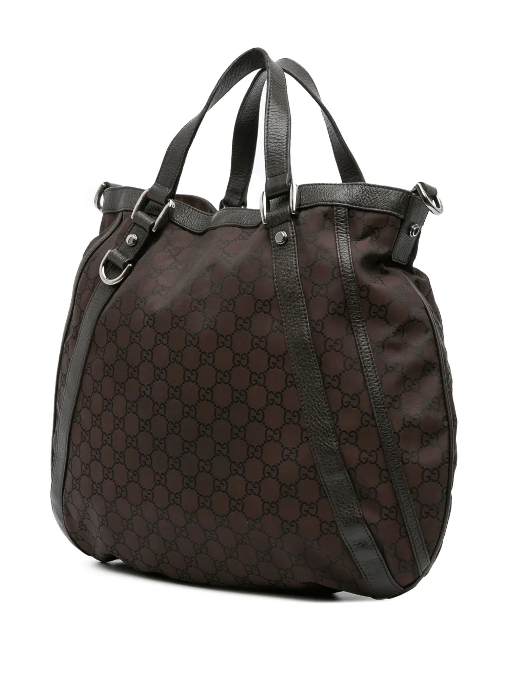 Pre-owned Gucci 2016-2025 Gg Canvas Abbey D Ring Convertible Satchel In Brown