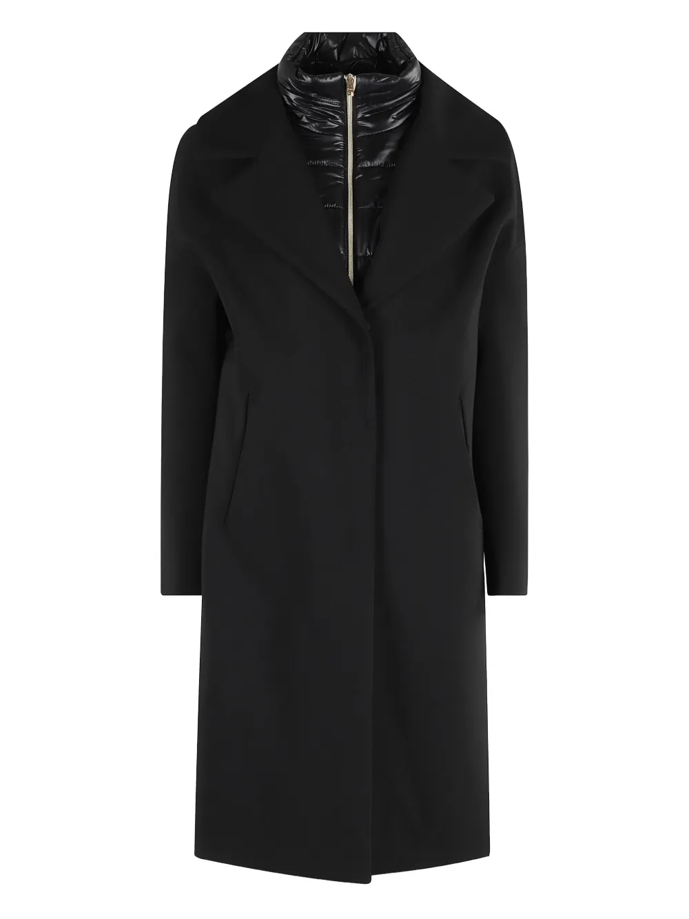Herno detachable-collar single-breasted wool coat Zwart