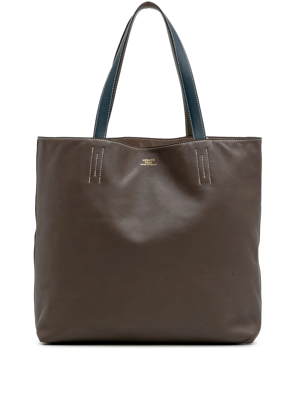 Pre-owned Hermes 2013 Veau Sikkim And Clemence Double Sens 36 Tote Bag In Blue