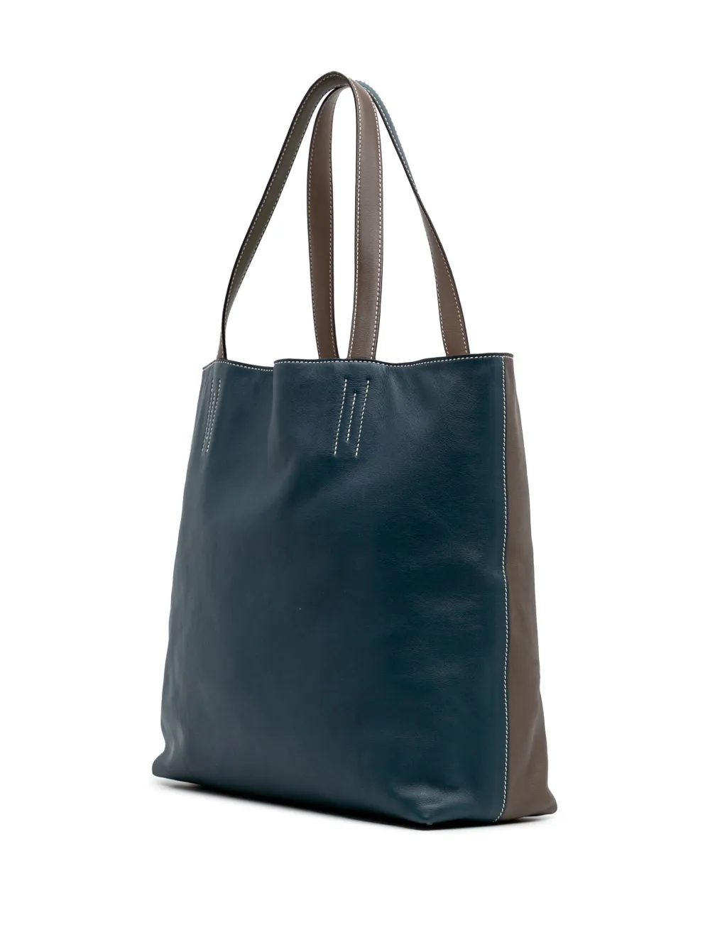 Pre-owned Hermes 2013 Veau Sikkim And Clemence Double Sens 36 Tote Bag In Blue