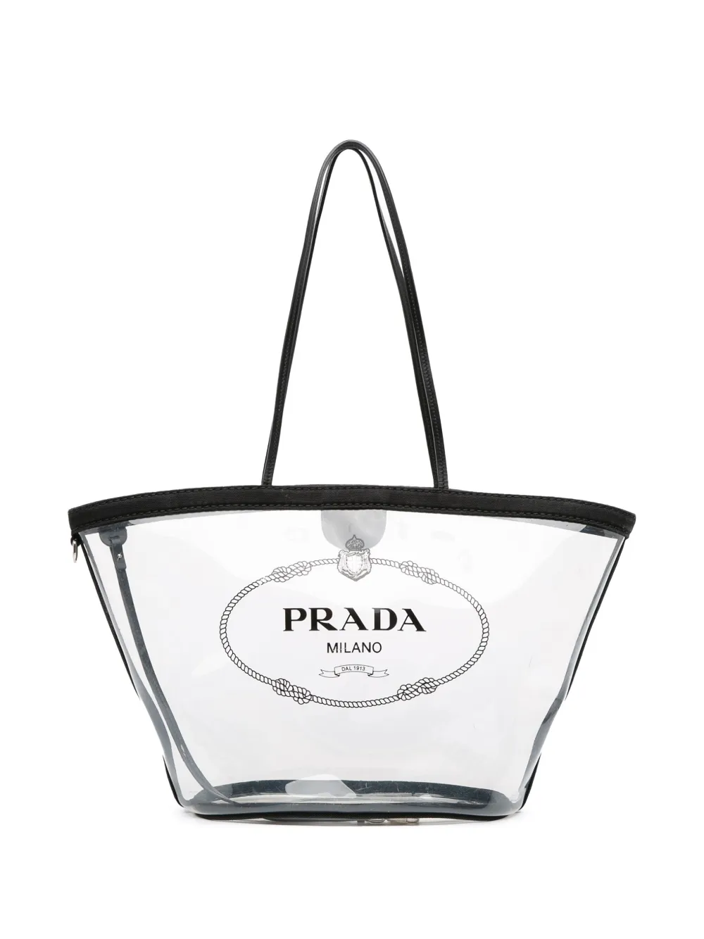 Pre-owned Prada 2010-2025 Pvc Canapa Logo Shopper Tote Bag In Black