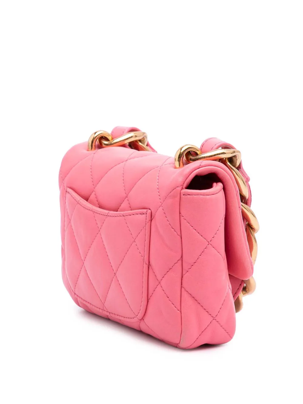 Pre-owned Chanel 2021-2025 Mini Quilted Lambskin Funky Town Flap Shoulder Bag In Pink