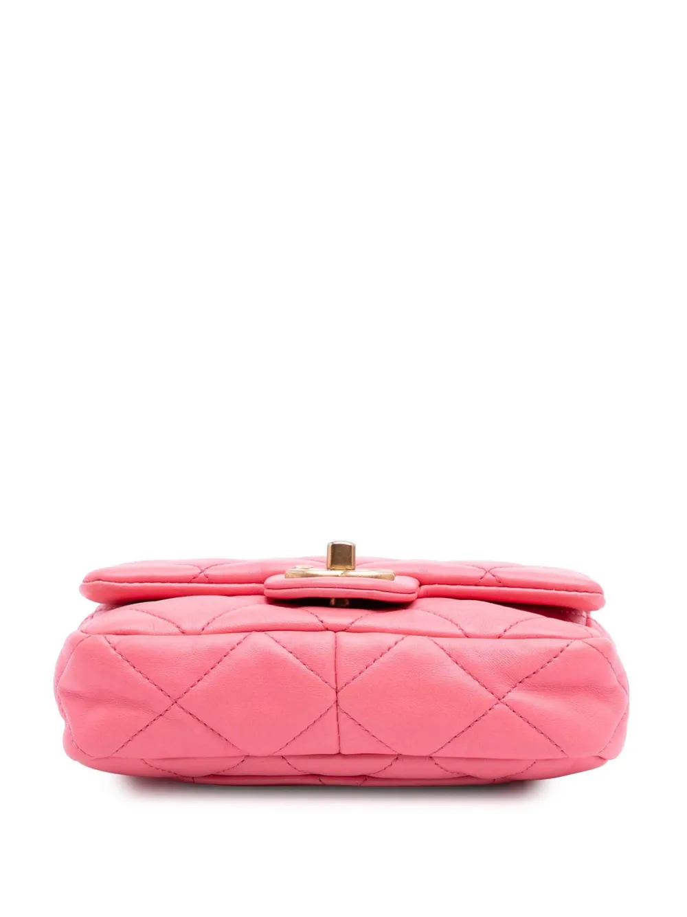 Pre-owned Chanel 2021-2025 Mini Quilted Lambskin Funky Town Flap Shoulder Bag In Pink