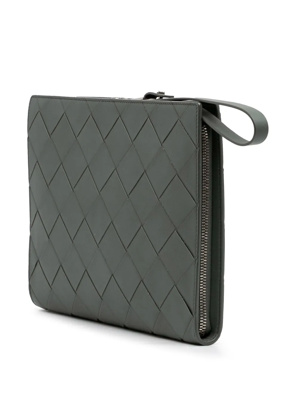 Pre-owned Bottega Veneta 2012-2025 Nappa Maxi Intrecciato Clutch Bag In Green