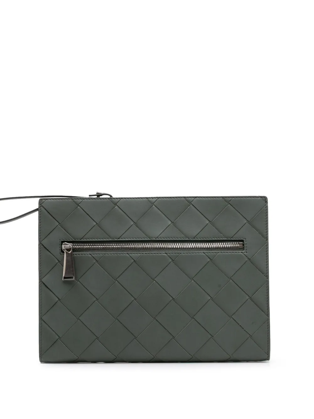 Pre-owned Bottega Veneta 2012-2025 Nappa Maxi Intrecciato Clutch Bag In Green