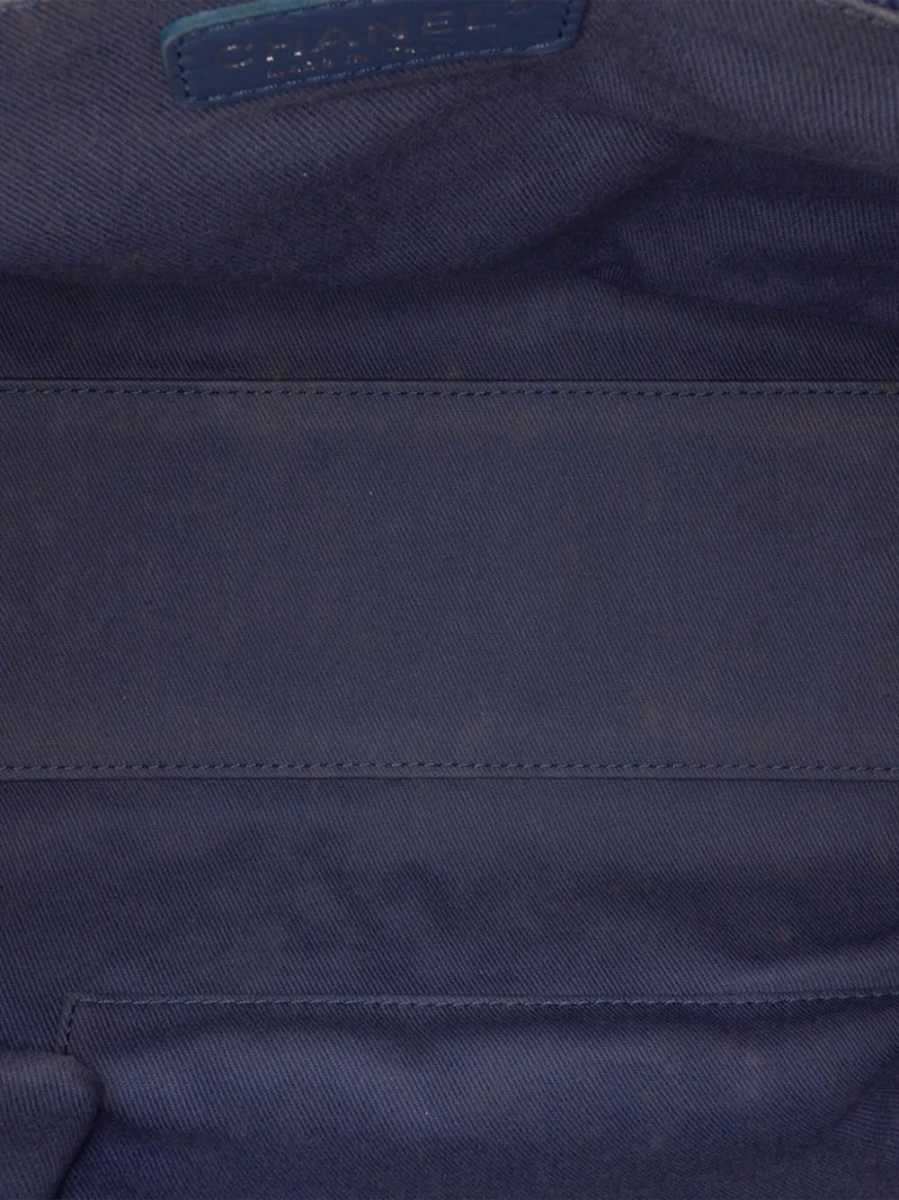 Pre-owned Chanel 2014-2015 Large Denim Deauville Bowling Bag Satchel In Blue