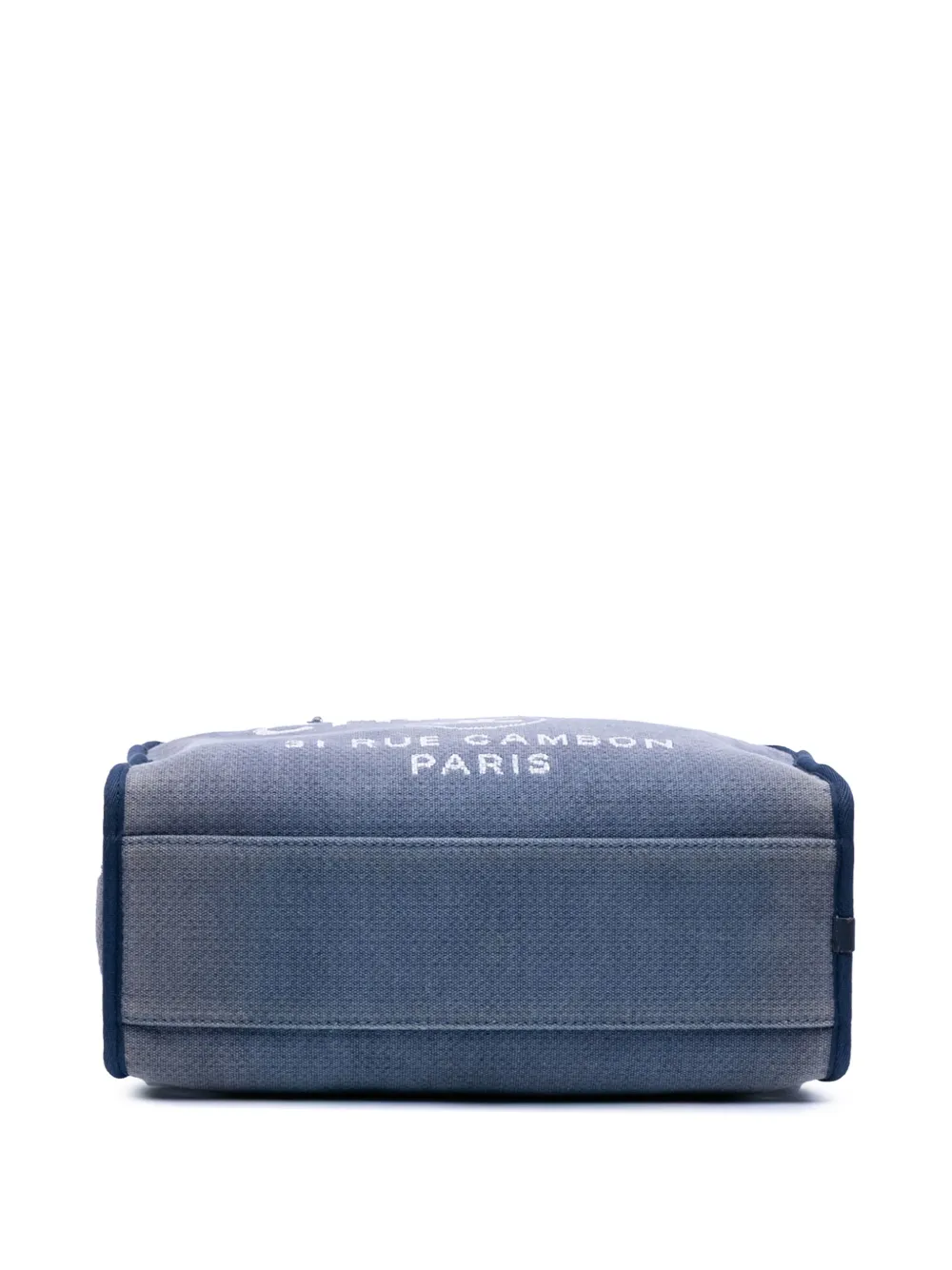 Pre-owned Chanel 2014-2015 Large Denim Deauville Bowling Bag Satchel In Blue