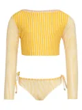 Amir Slama stripe long-sleeve swimsuit - Yellow