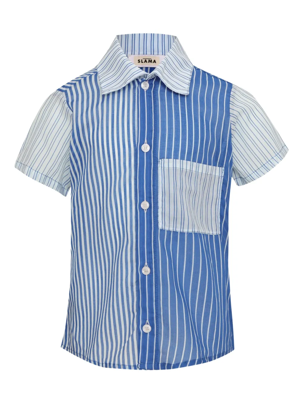 Amir Slama Gestreept shirt met zak Blauw