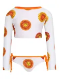 Amir Slama sun-print long-sleeve bikini - White