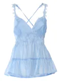 Ermanno Scervino lace-trimmed ruffled top - Blue