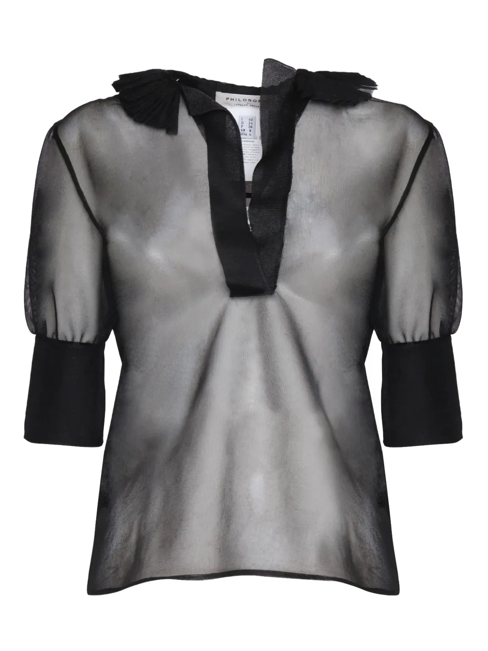 pleated-collar sheer top