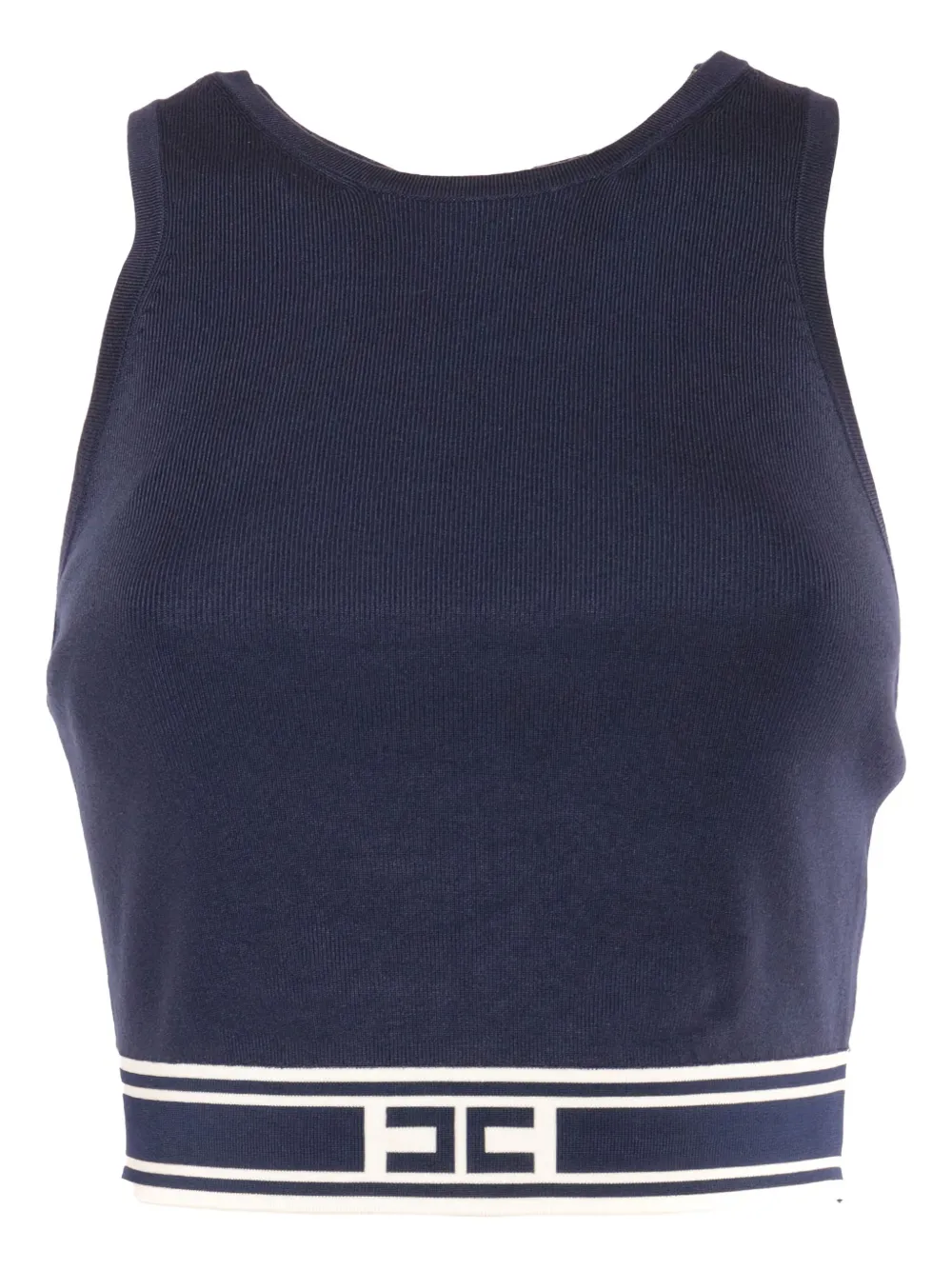 Elisabetta Franchi Mouwloze top met logo Blauw