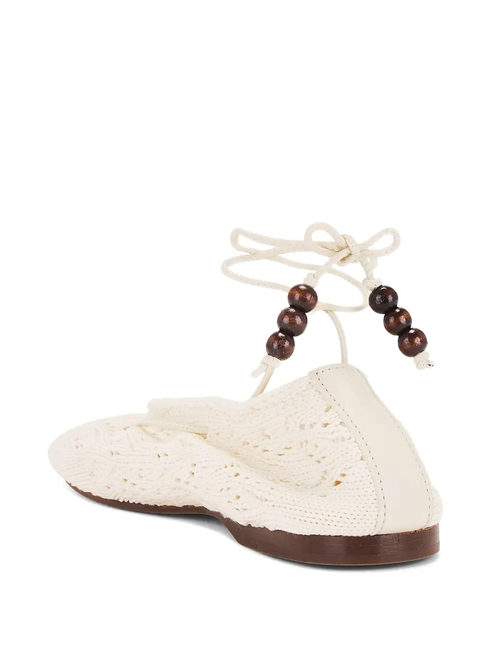 ALOHAS beaded lace-up rosemary ballet - Beige
