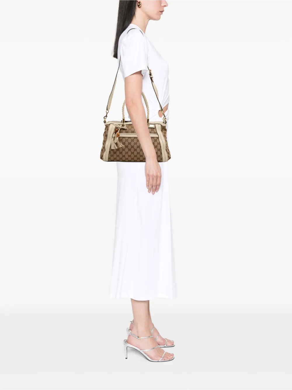 Pre-owned Gucci 2016-2025 Gg Canvas Bella Satchel In Brown