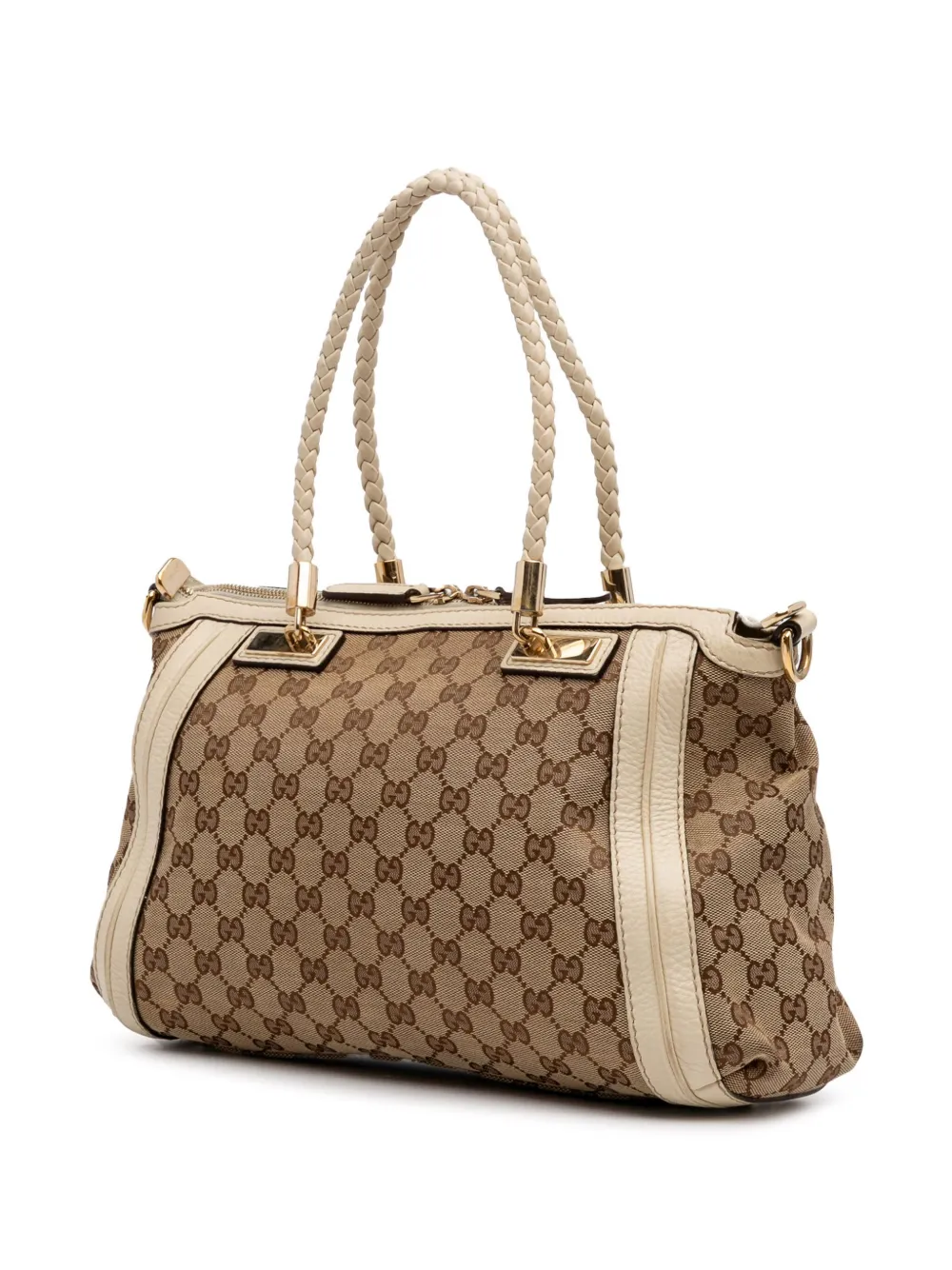 Pre-owned Gucci 2016-2025 Gg Canvas Bella Satchel In Brown