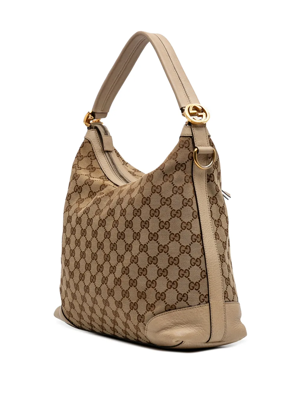 Pre-owned Gucci 2016-2025 Small Miss Gg Canvas Hobo Satchel In Brown