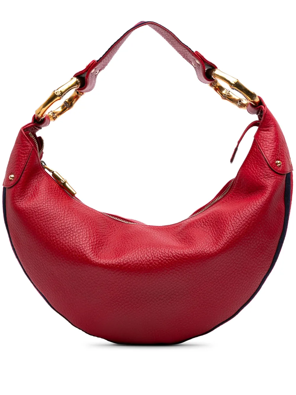 Gucci Pre-Owned 2000-2015 Calfskin Web Bamboo Ring hobo bag - レッド Gucci Pre-Owned 2000-2015 Calfskin Web Bamboo Ring hobo bag - レッド