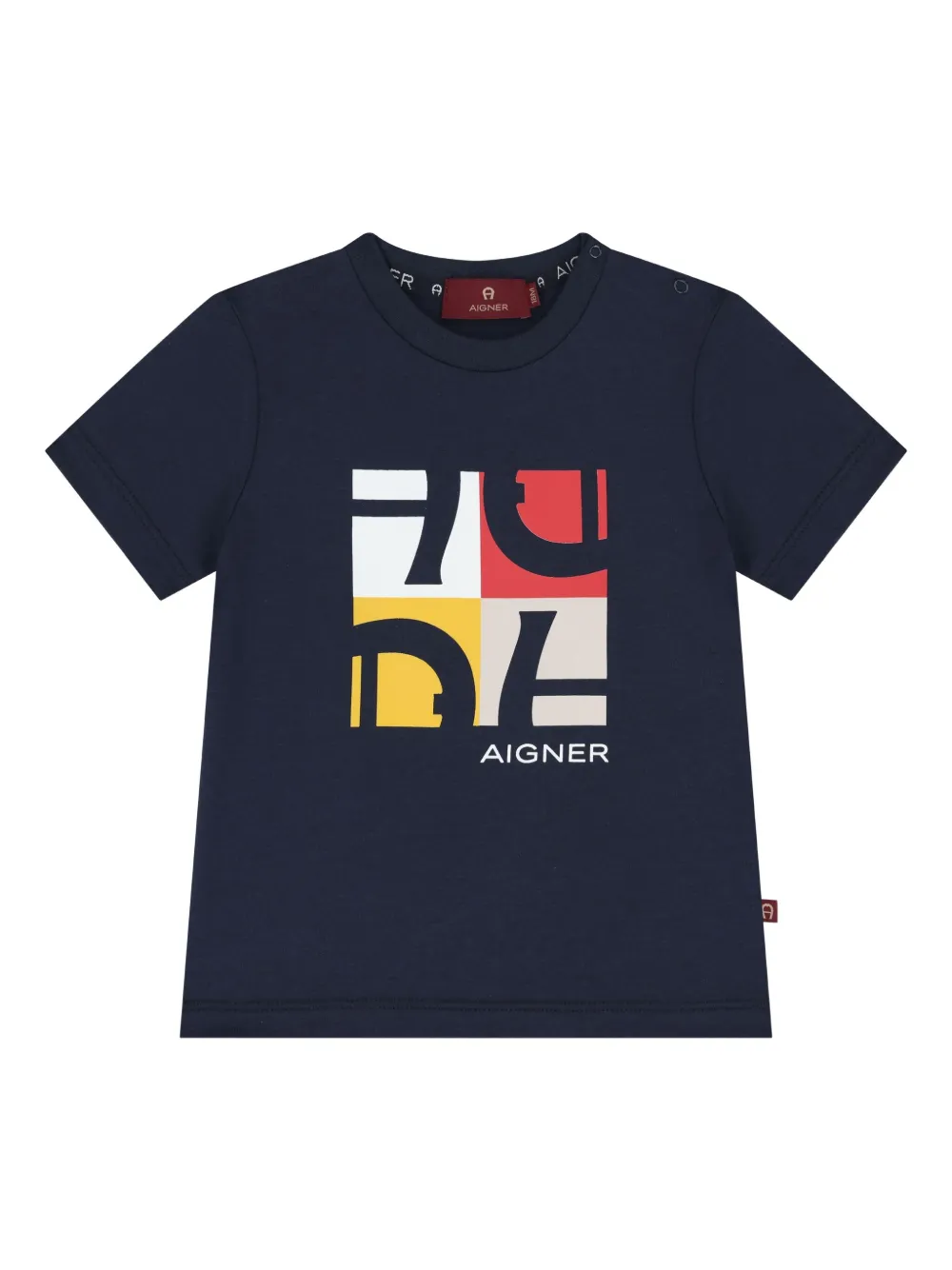 Aigner Kids T-shirt met logoprint Blauw