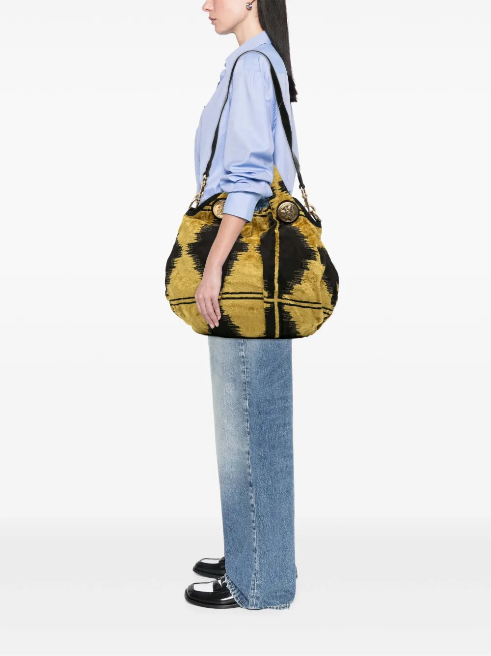 Pre-owned Gucci 2016-2025 Velvet Hysteria Hobo Satchel In Yellow