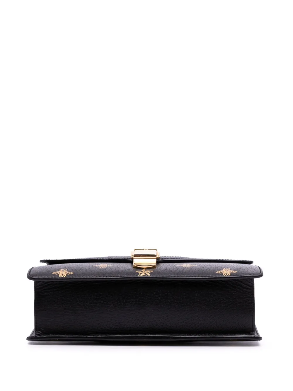 Pre-owned Gucci 2016-2025 Small Leather Bee Star Sylvie Satchel In Black