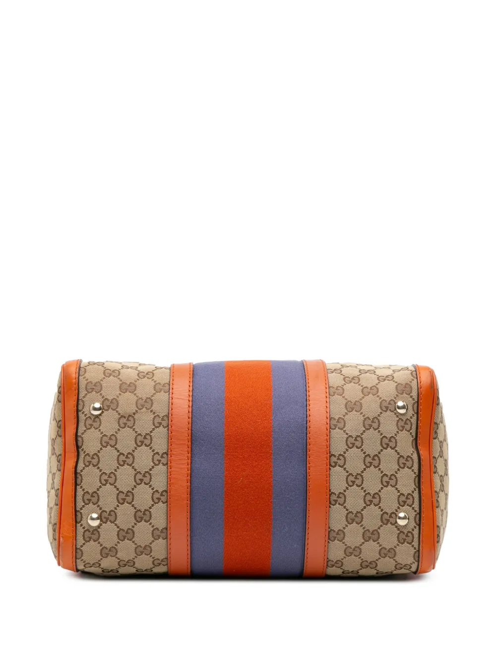 Pre-owned Gucci 2016-2025 Gg Canvas Web Joy Boston Bag Satchel In Brown