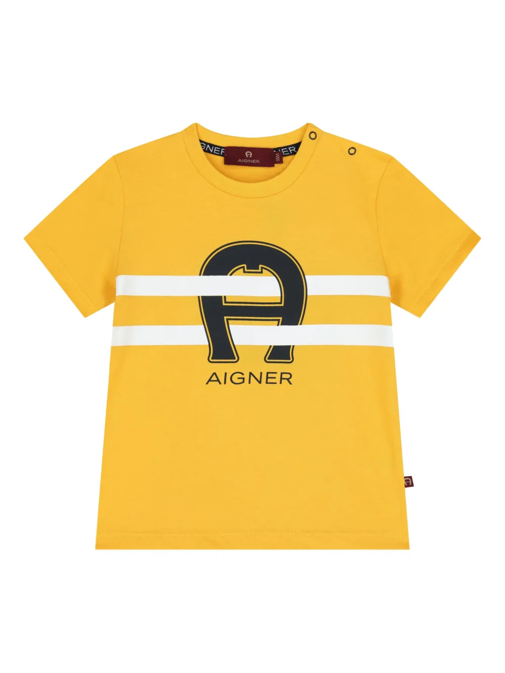 Aigner Kids logo-horseshoe T-shirt Geel