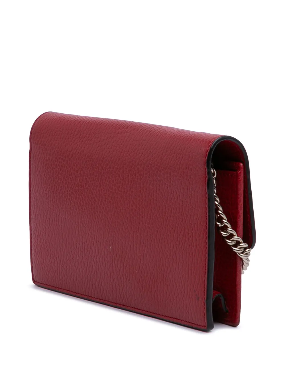Pre-owned Gucci 2016-2025 Leather Interlocking G Dollar Wallet On Chain Crossbody Bag In Red