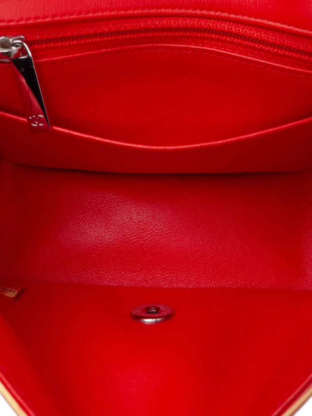 Pre-owned Chanel 2013-2014 Mini Square Classic Patent Striped Single Flap Crossbody Bag In Orange