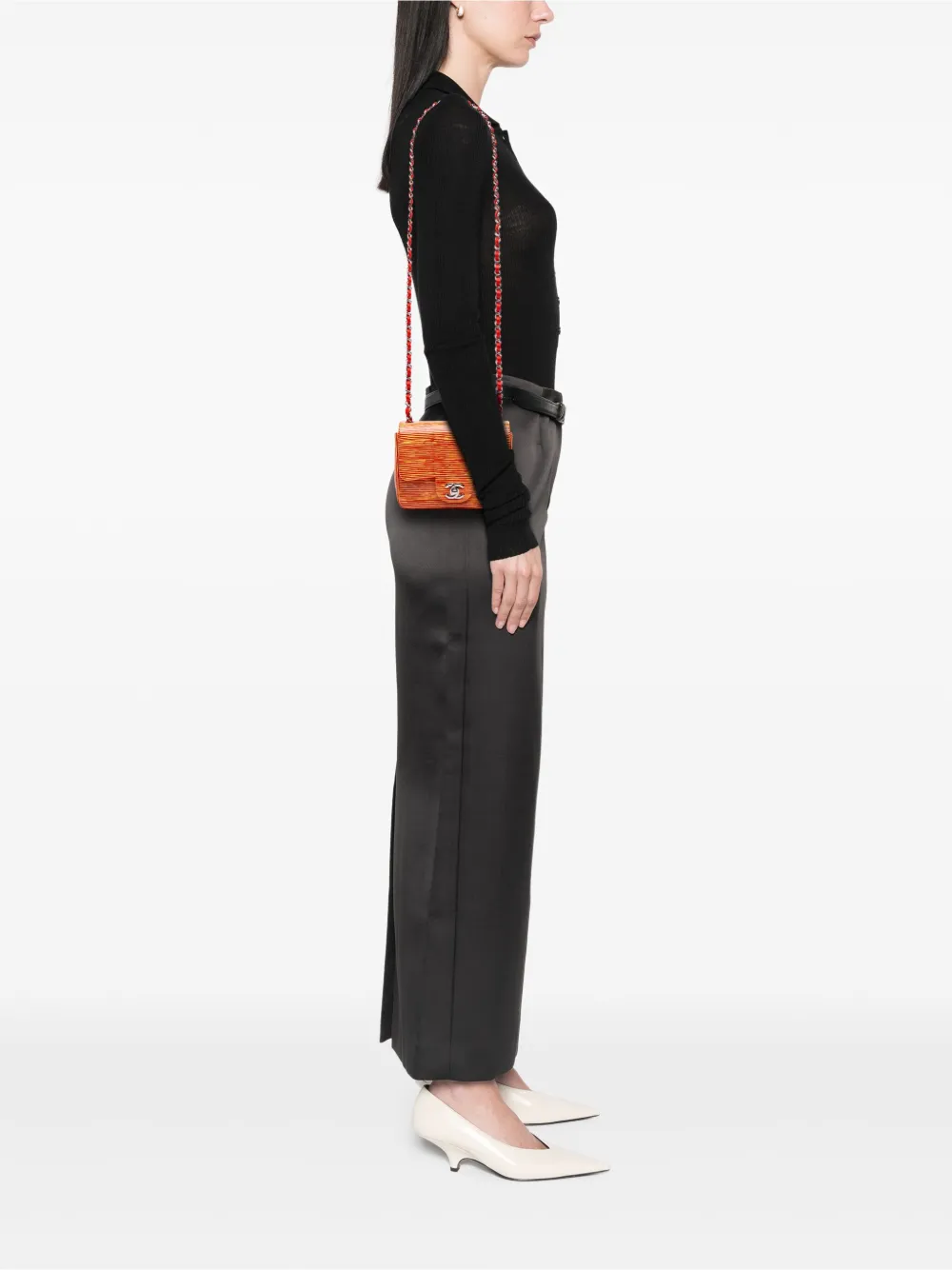 CHANEL Pre-Owned 2013-2014 Mini Square Classic Patent Striped Single Flap crossbody bag | Pre-Owned | Image 2