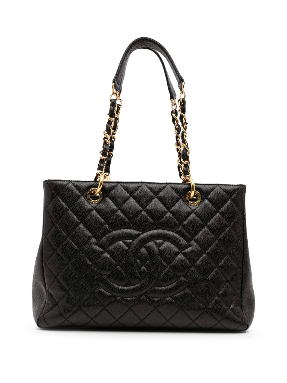 CHANEL Pre-Owned 2013-2014 Caviar Grand Shopping tote bag - ブラック CHANEL Pre-Owned 2013-2014 Caviar Grand Shopping tote bag - ブラック