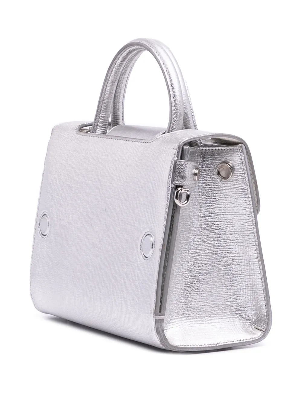 Pre-owned Dior 2018 Mini Grained Calfskin Ever Satchel In Silver