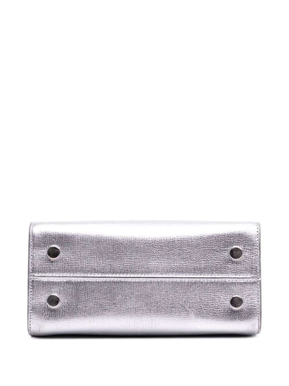 Pre-owned Dior 2018 Mini Grained Calfskin Ever Satchel In Silver