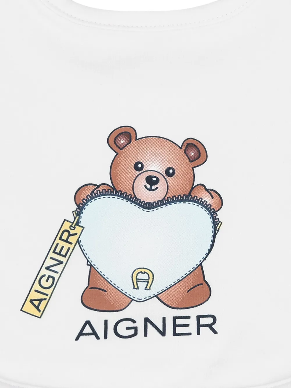 Aigner Kids Slabbetje met teddybeerprint Wit