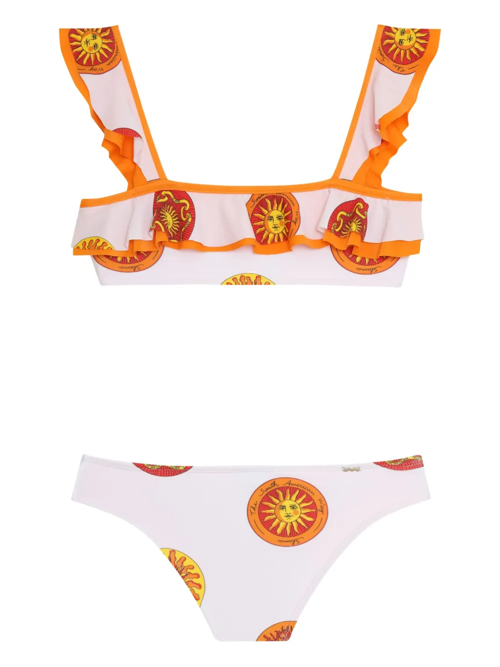 Amir Slama Bikini met zonprint en ruches Wit