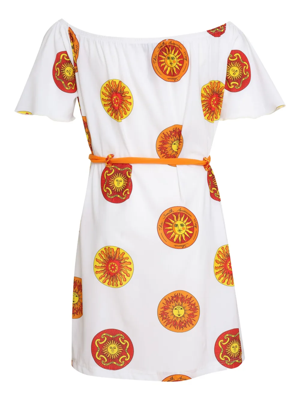 Amir Slama Off-shoulder jurk met print Wit