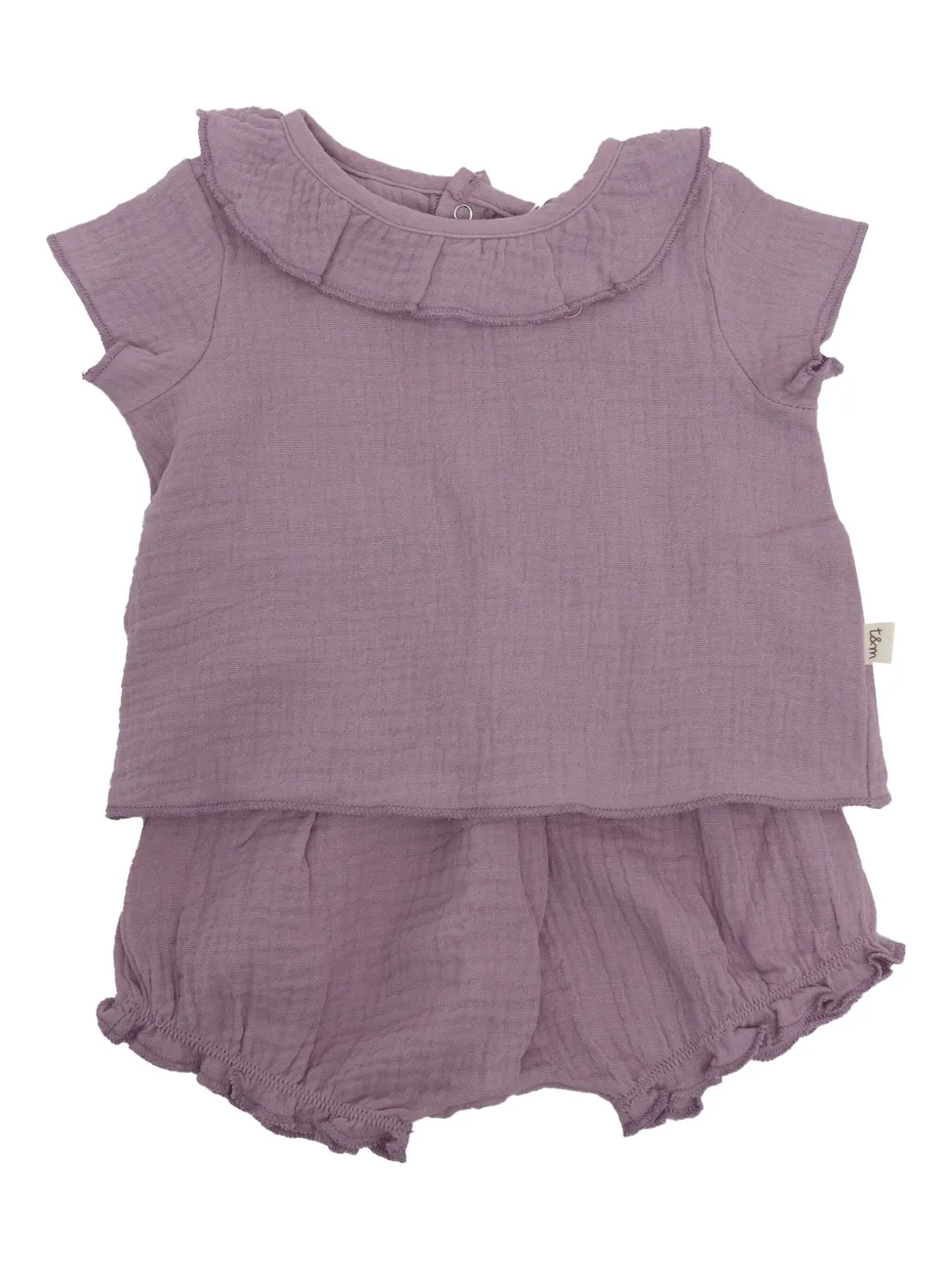 TEDDY & MINOU Katoenen playsuit met ruchekraag Paars