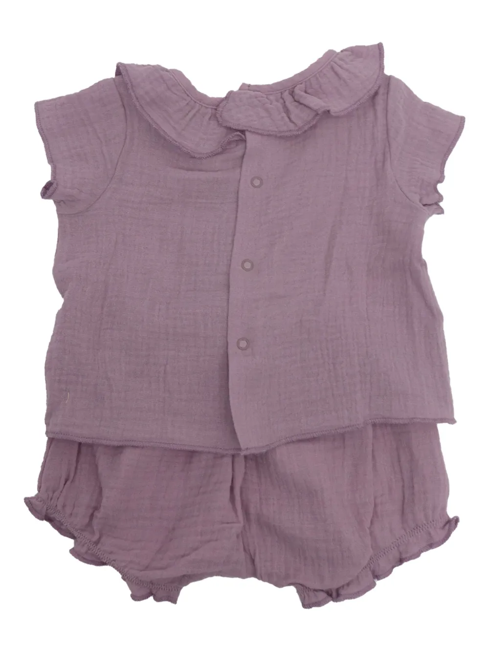 TEDDY & MINOU Katoenen playsuit met ruchekraag Paars
