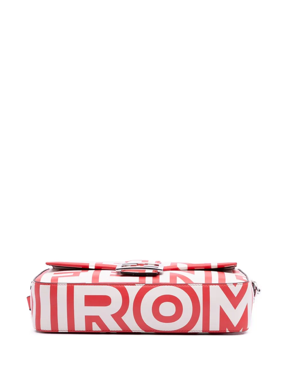 Pre-owned Fendi 2010-2025 Marc Jacobs Nappa Vitello King Logo Print Phone Baguette Satchel In Red