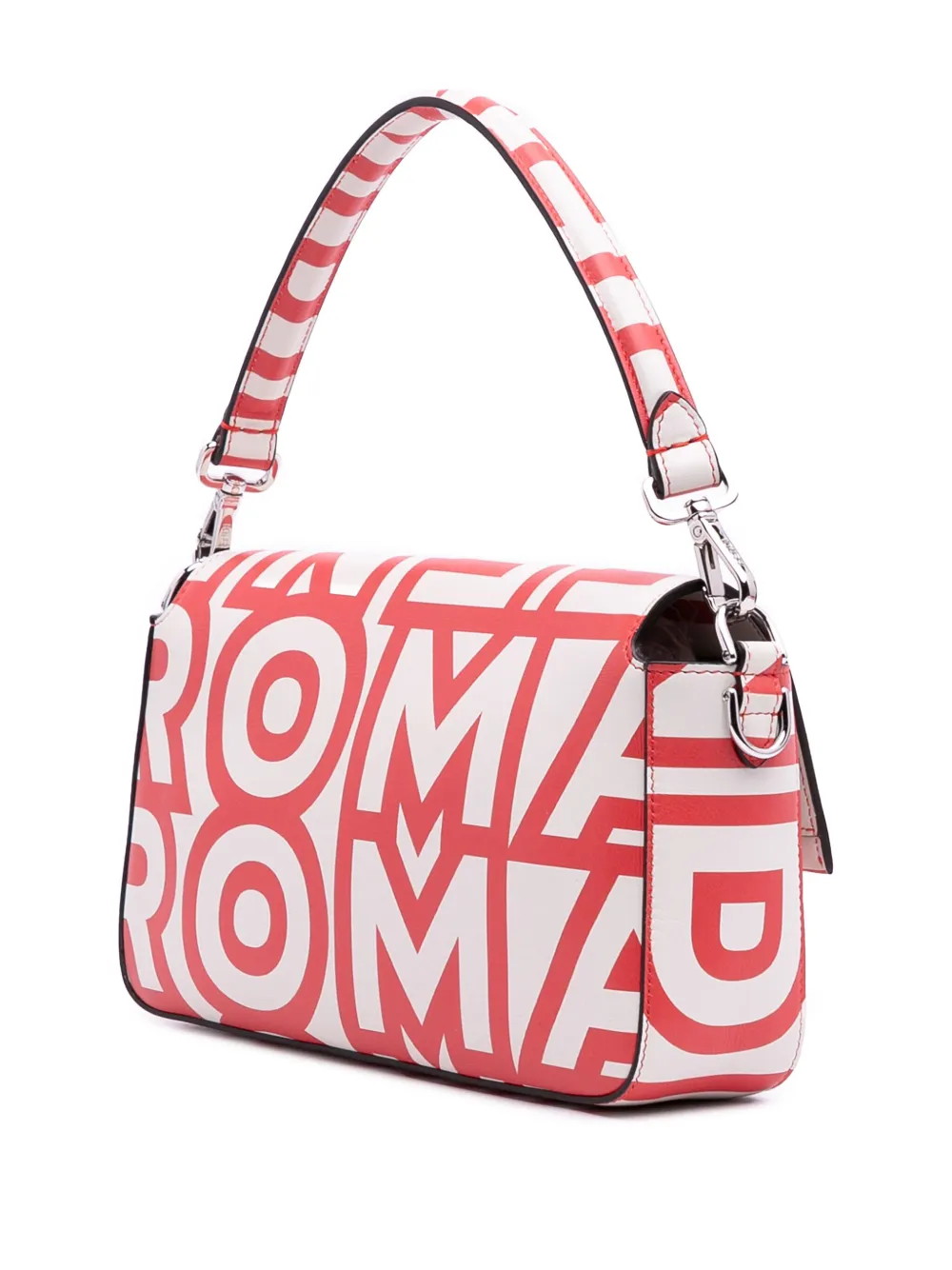 Pre-owned Fendi 2010-2025 Marc Jacobs Nappa Vitello King Logo Print Phone Baguette Satchel In Red