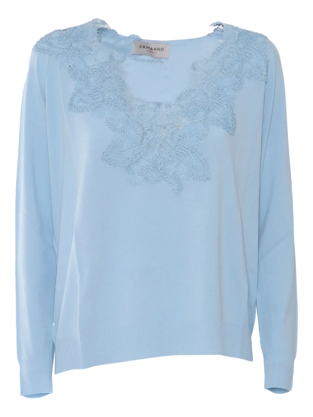 Ermanno Scervino Top met lange mouwen en kant Blauw
