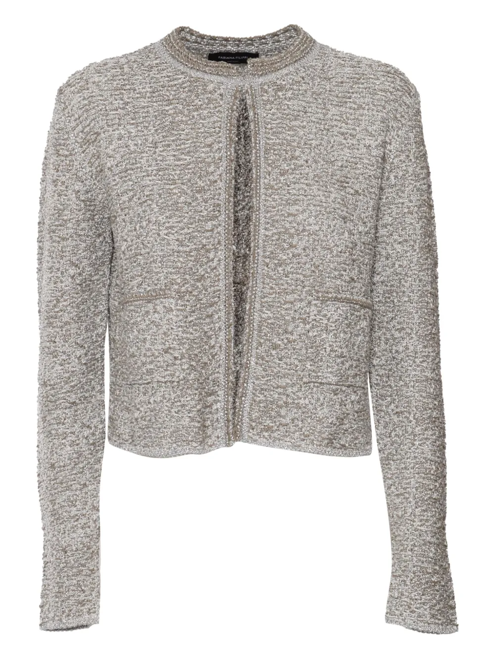 Fabiana Filippi Tweed jack met ronde hals Grijs