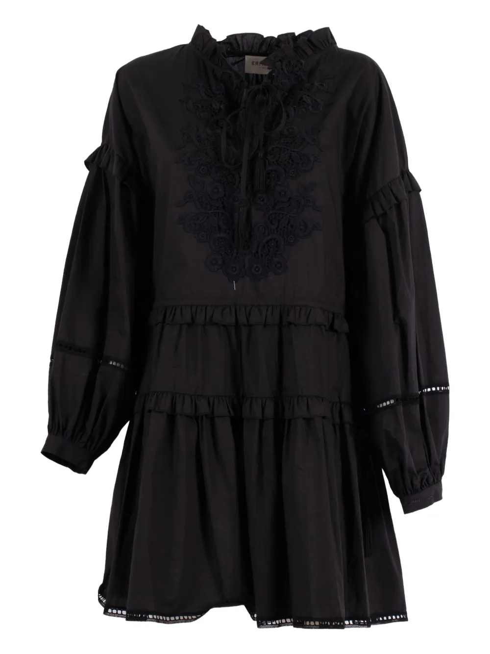 Ermanno Scervino embroidered ruffled dress Zwart