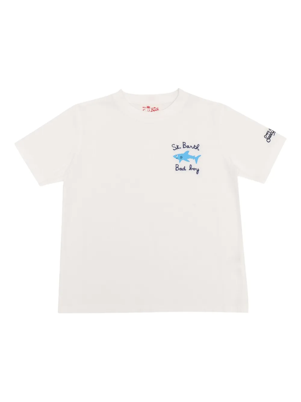 MC2 Saint Barth Kids Portofino shark-embroidery cotton T-shirt - ホワイト MC2 Saint Barth Kids Portofino shark-embroidery cotton T-shirt - ホワイト