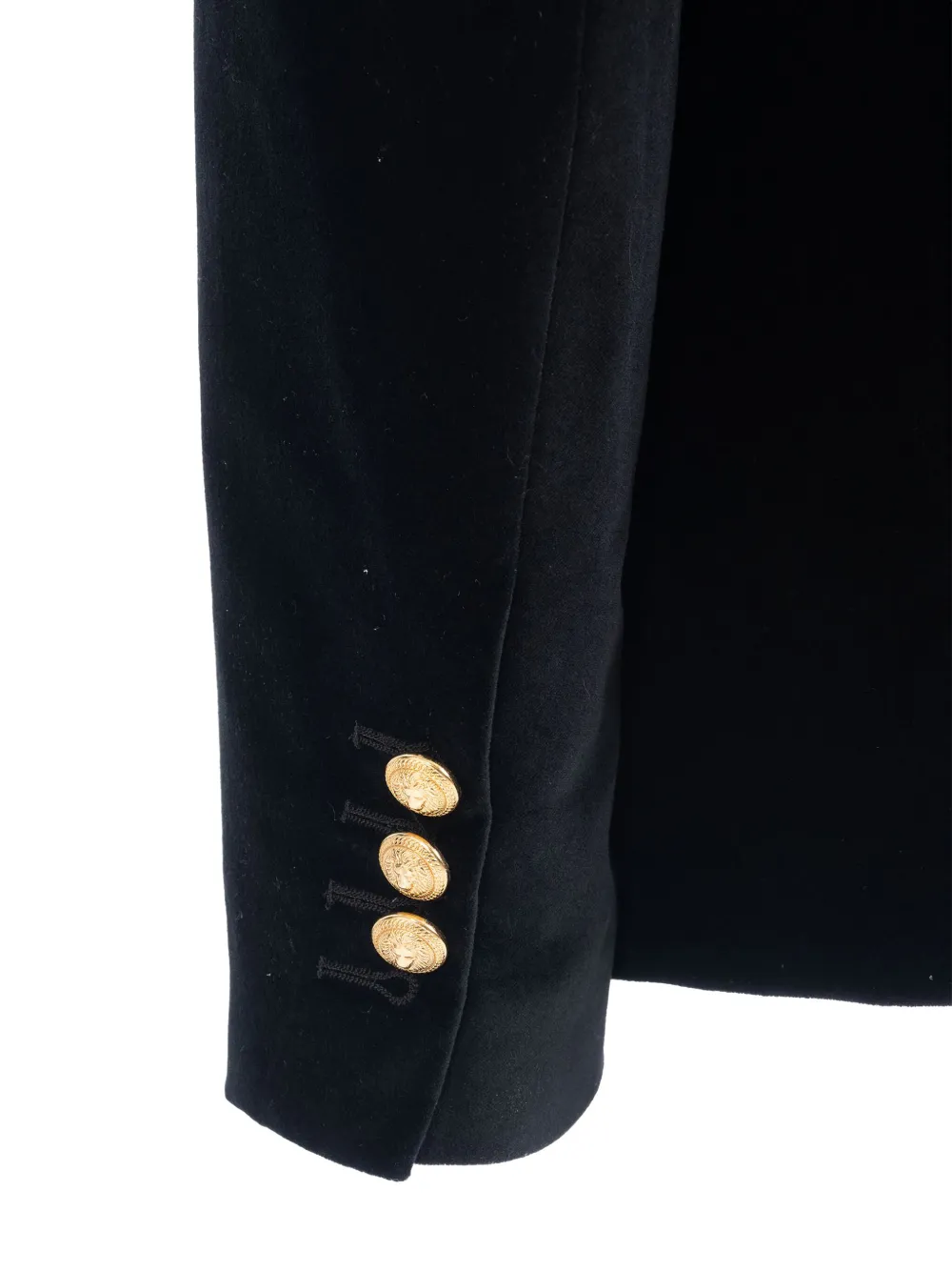Balmain Kids Fluwelen jack met gouden knopen Zwart