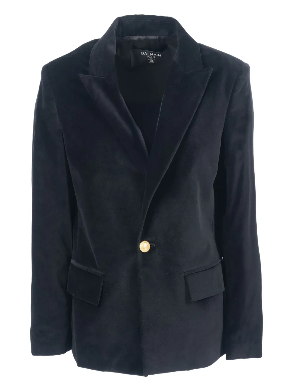 Balmain Kids Fluwelen jack met gouden knopen Zwart