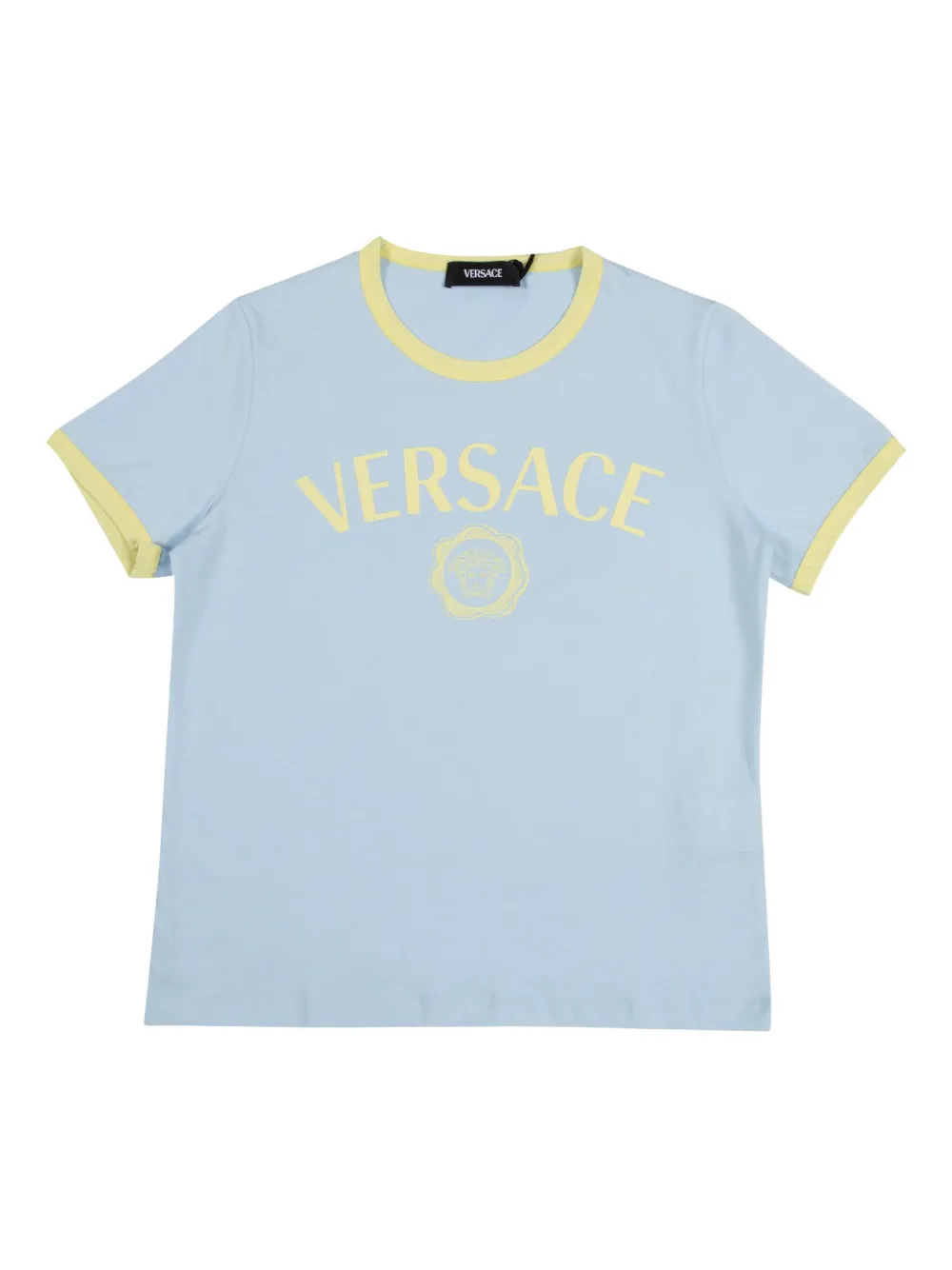 Versace Kids logo-embellished cotton T-shirt Blauw