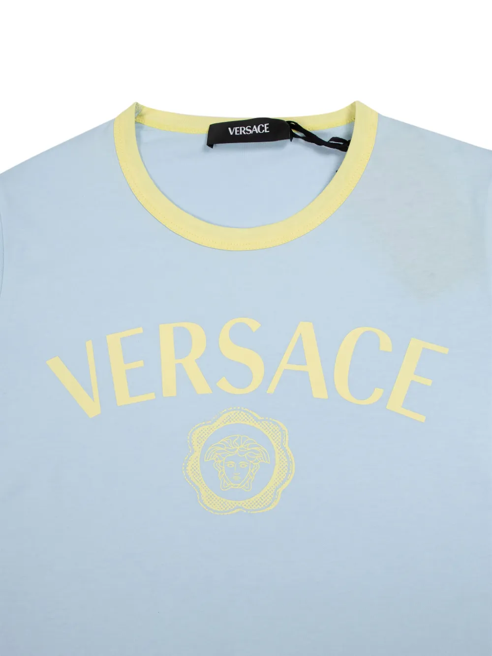 Versace Kids logo-embellished cotton T-shirt Blauw