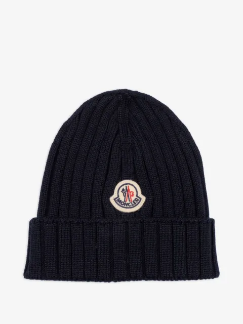 MONCLER GRENOBLE KIDS gorro tejido de canalé con parche del logo